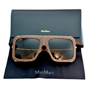 MaxMara Textured Brown/ Gold  Sunglasses MM0119 NEW RETAIL $595